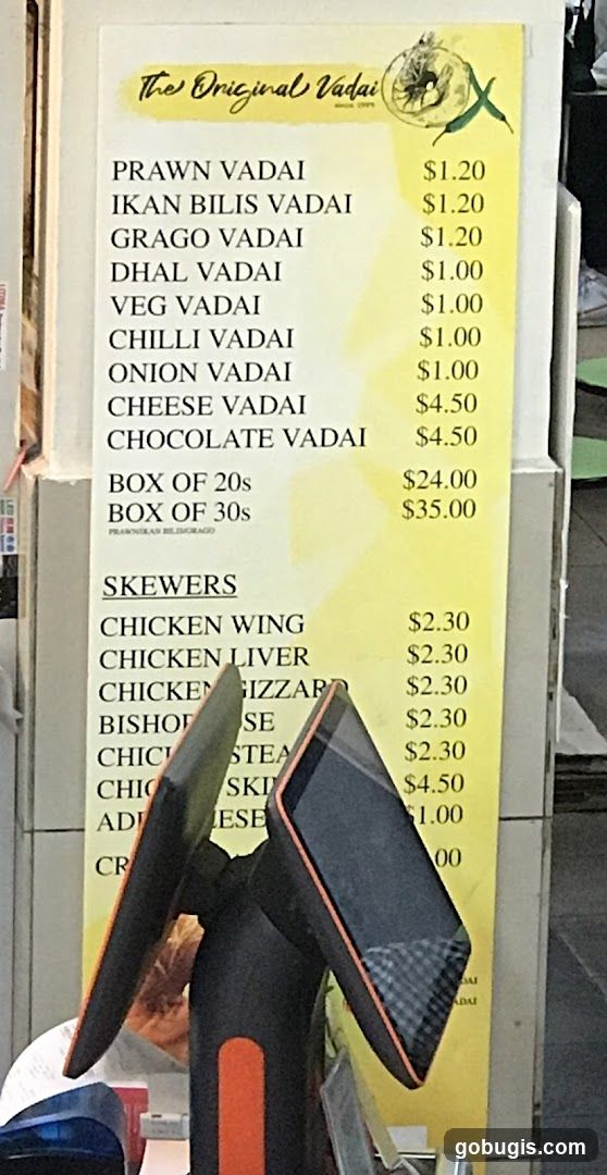 The Original Vadai Menu