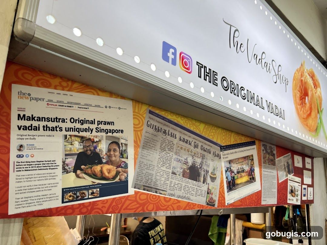 The Vadai Shop Signage and Newspaper Clippings