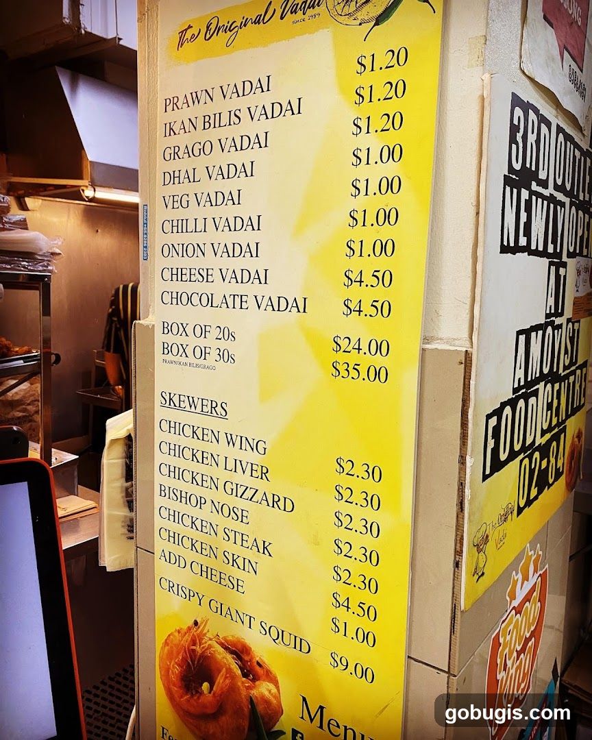 The Original Vadai Menu