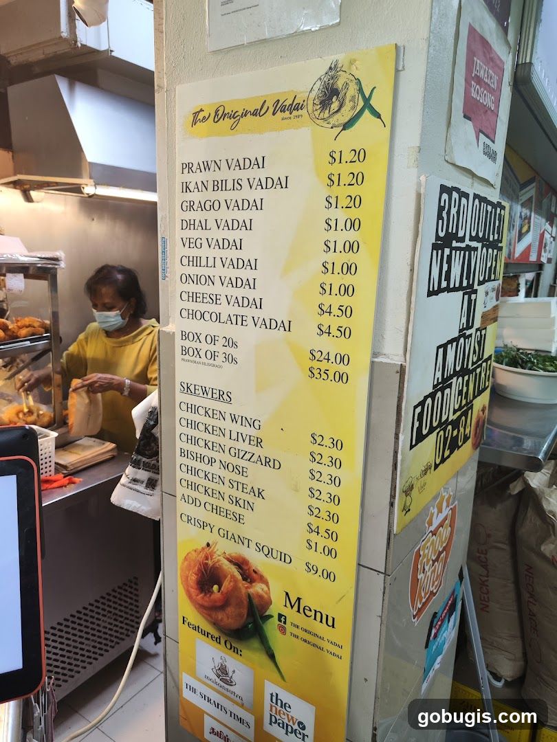 The Original Vadai Menu