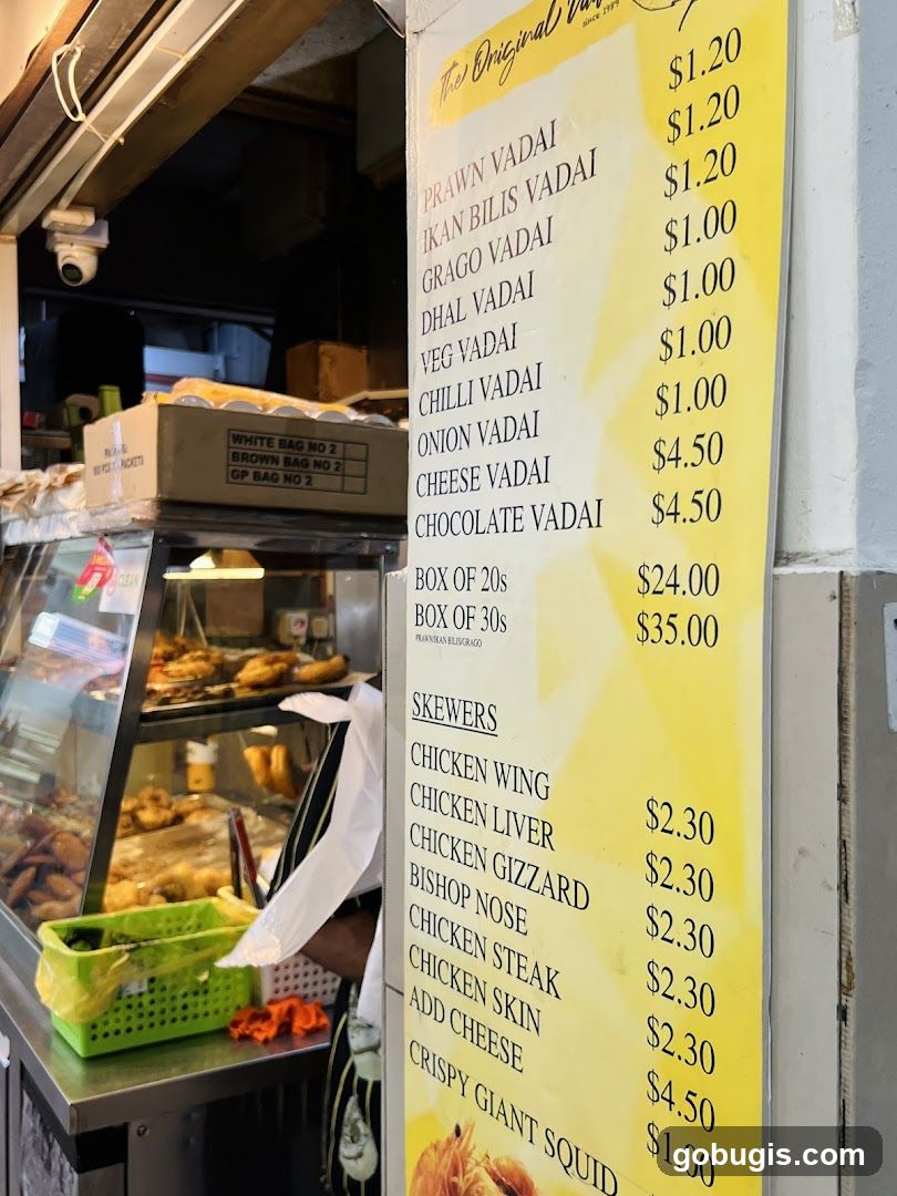 The Original Vadai Menu