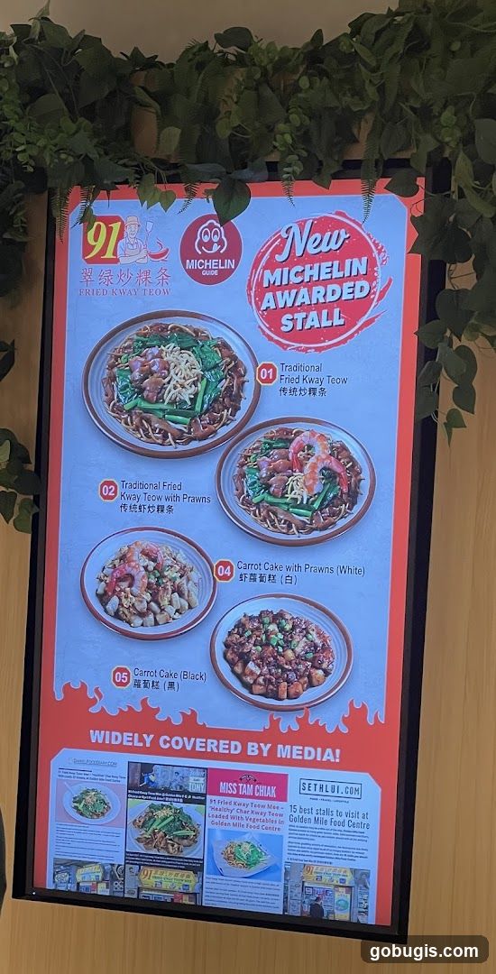 91 Fried Kway Teow Menu