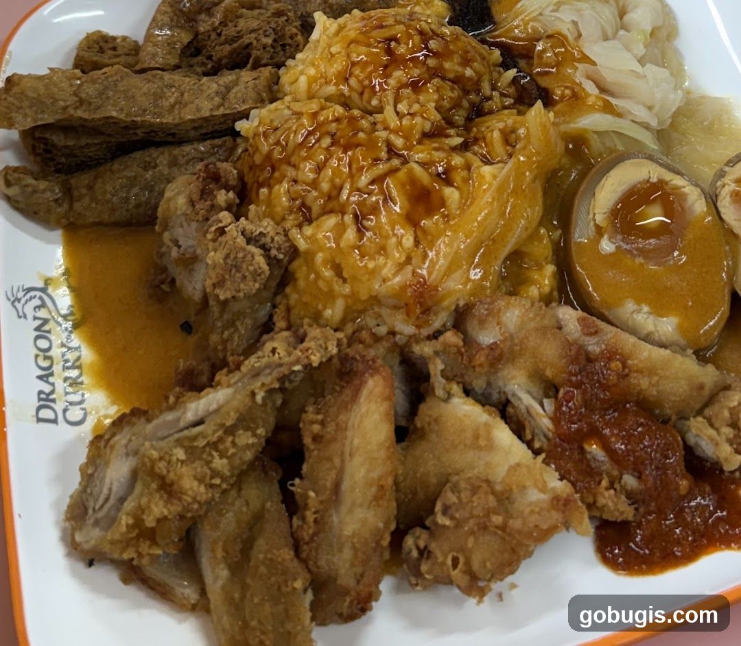 Curry Rice with Fried Chicken and Other Sides