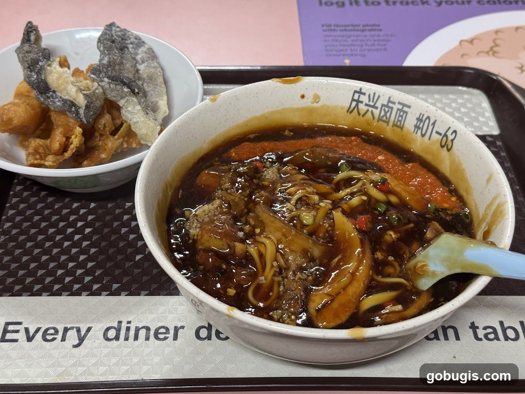 Noodles with Fried Fish Skin and Wontons