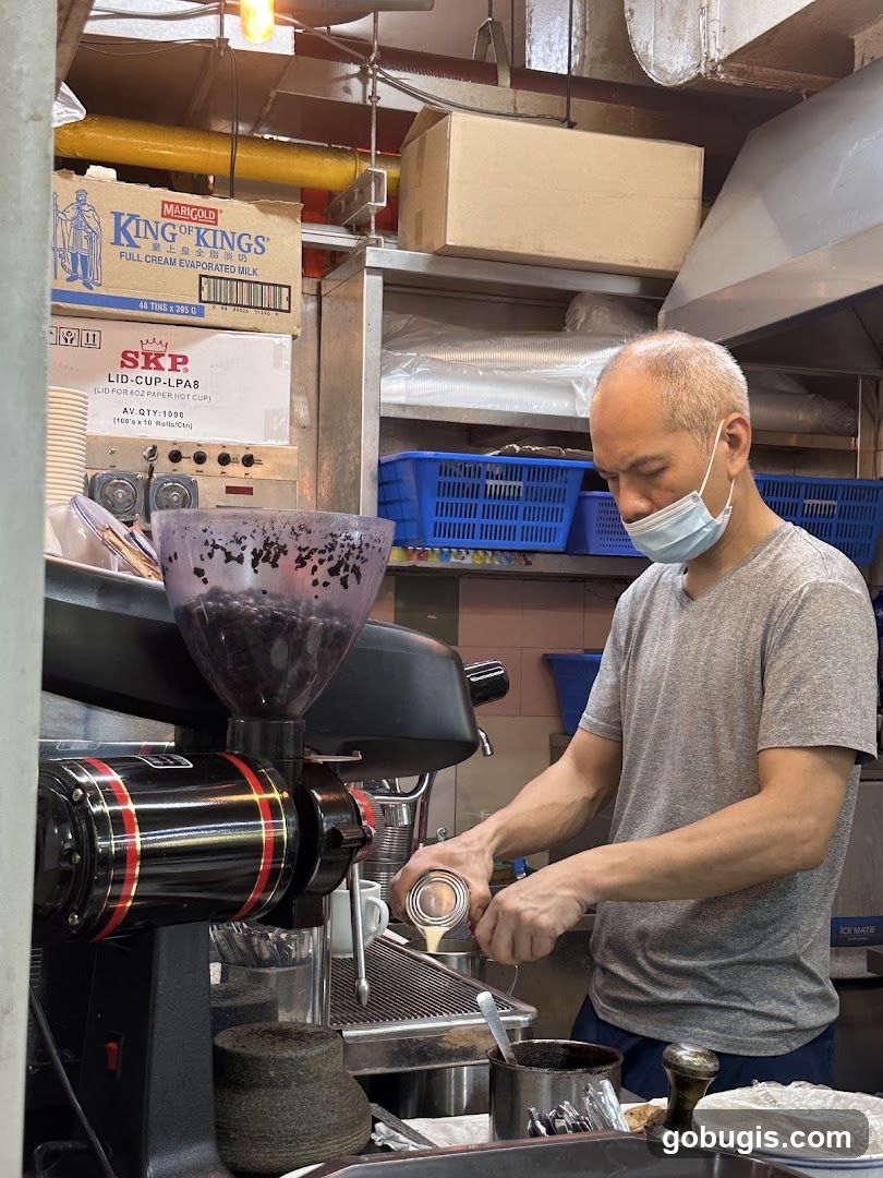 Barista preparing coffee