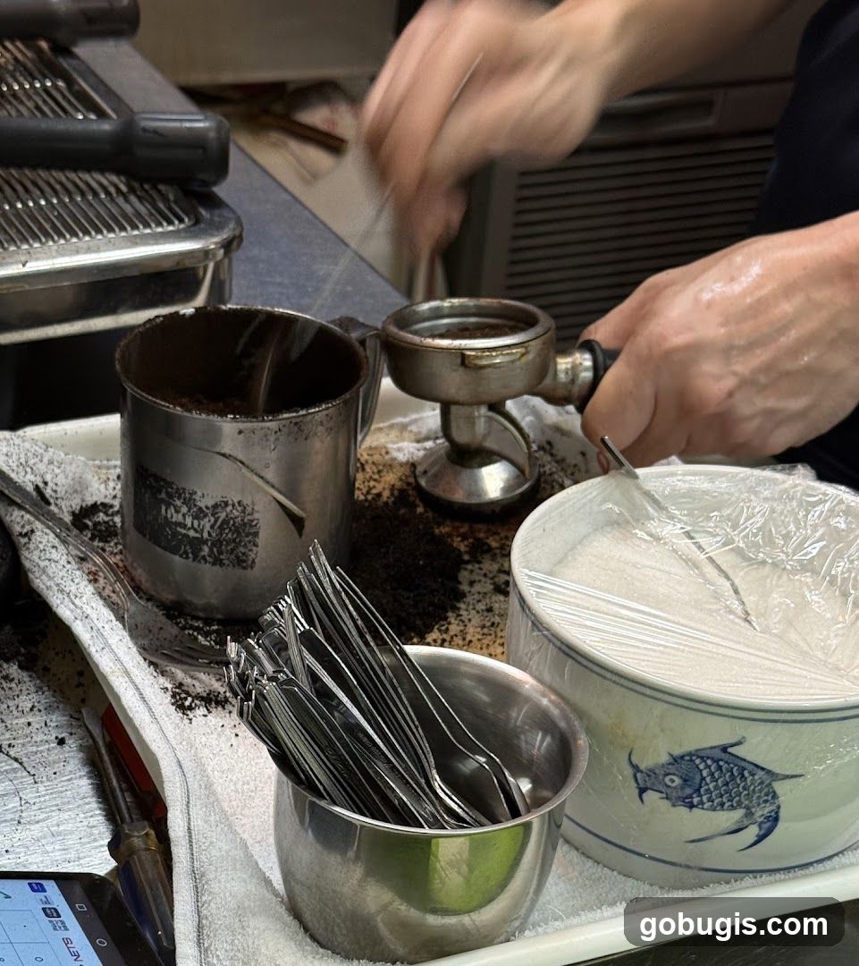 Barista preparing coffee