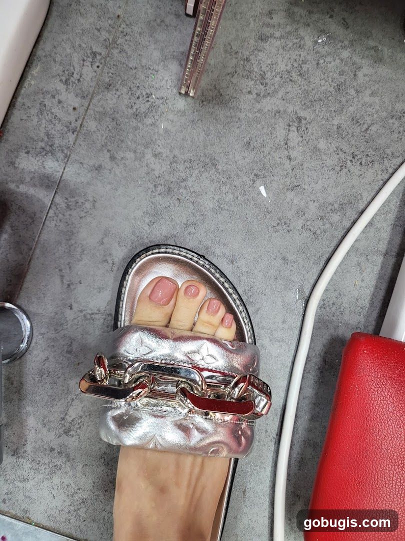 Silver Slides with Chain Detail