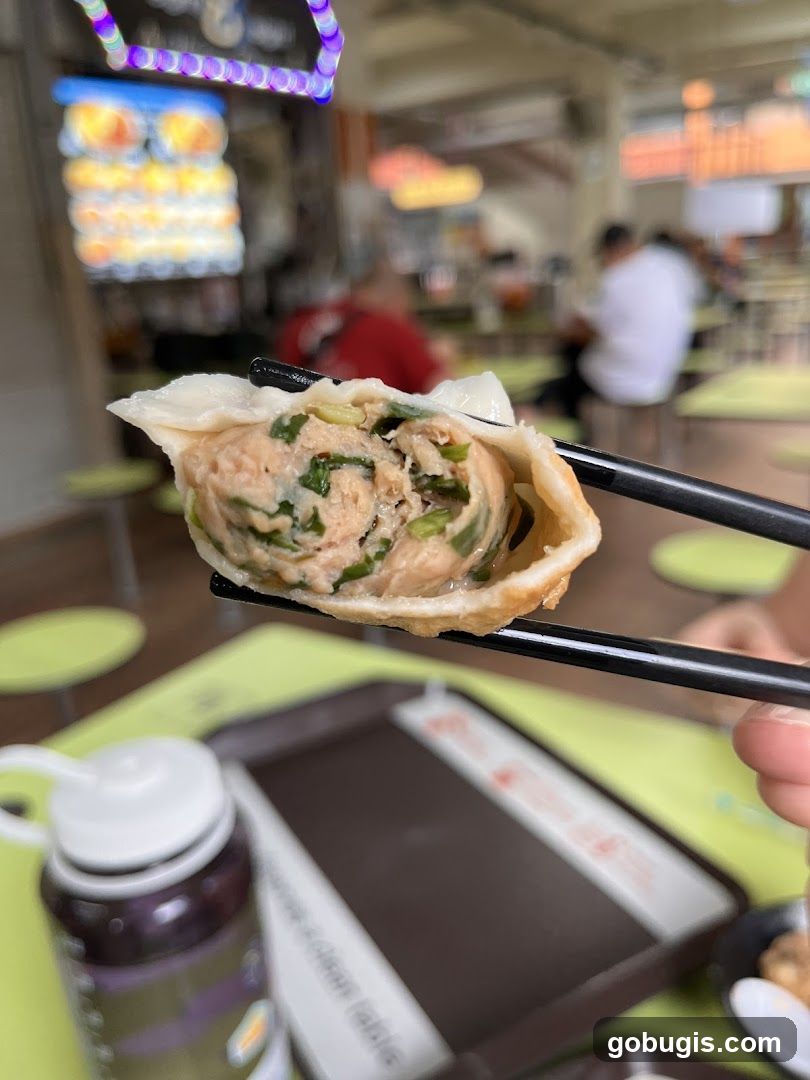 Close-up of a dumpling