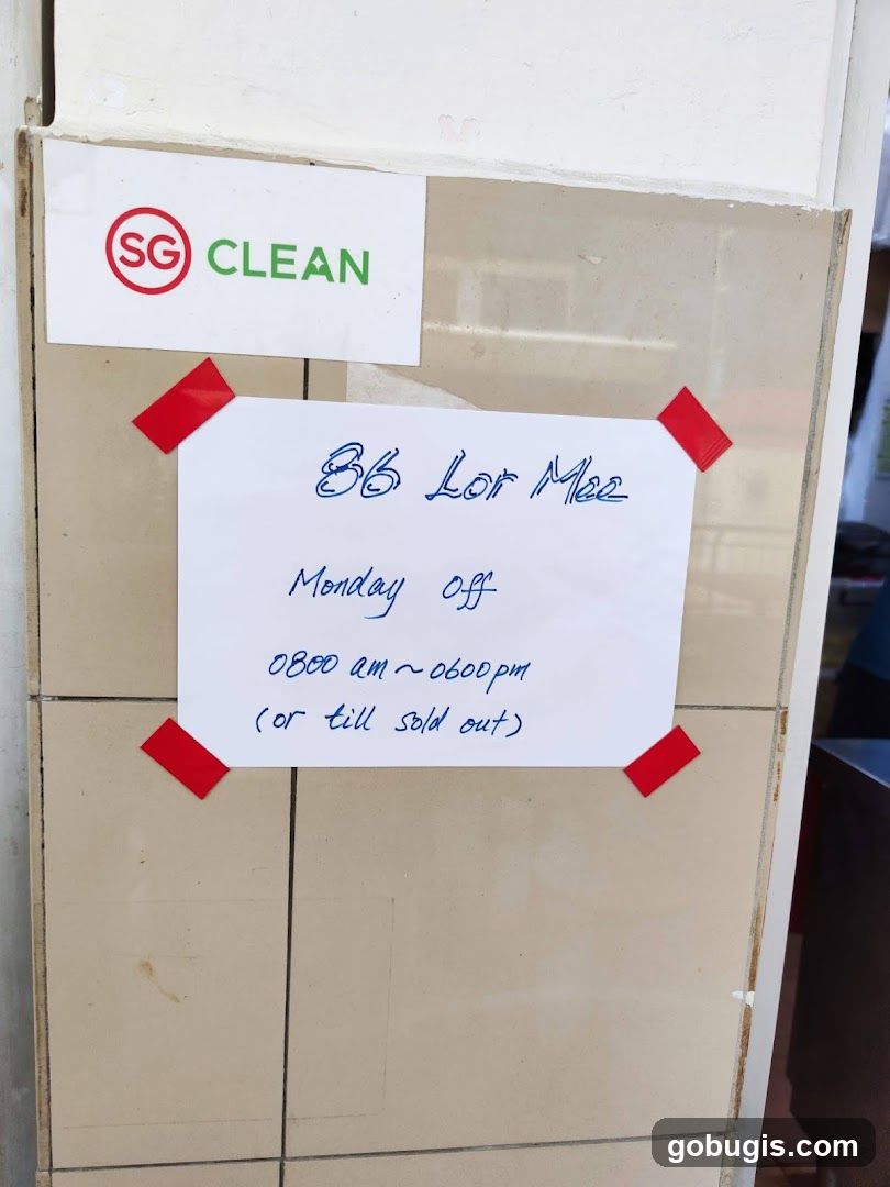 Sign with operating hours