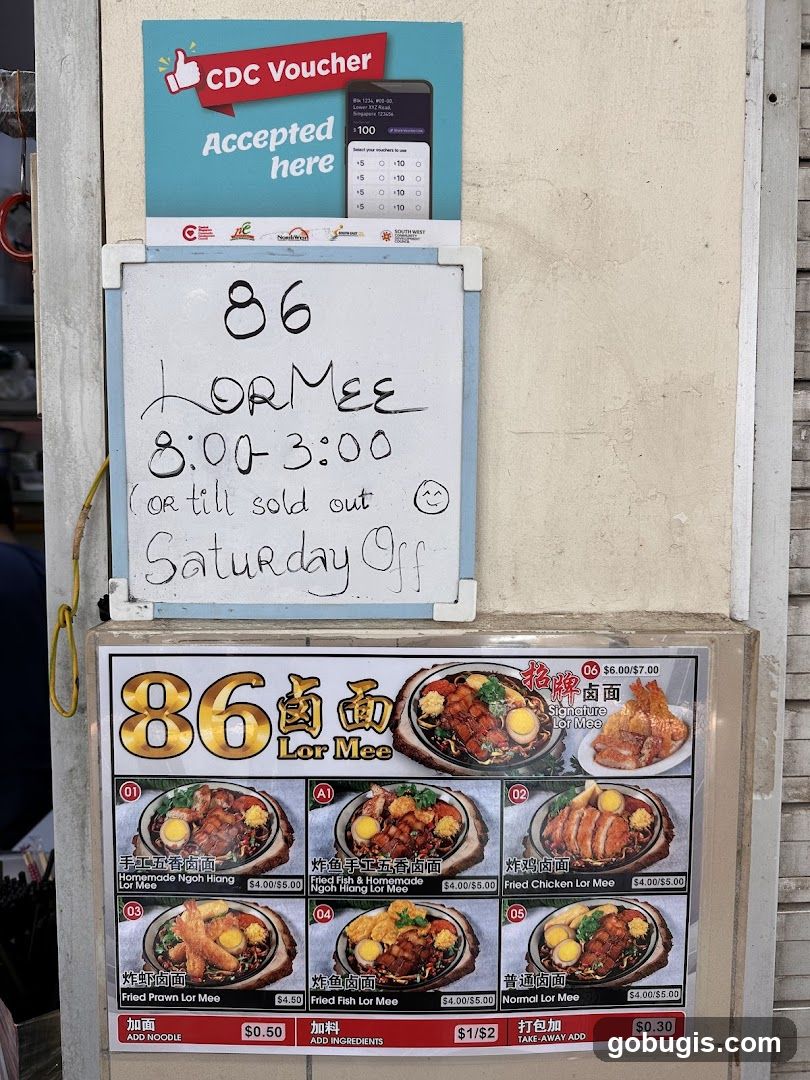 86 Lor Mee Menu