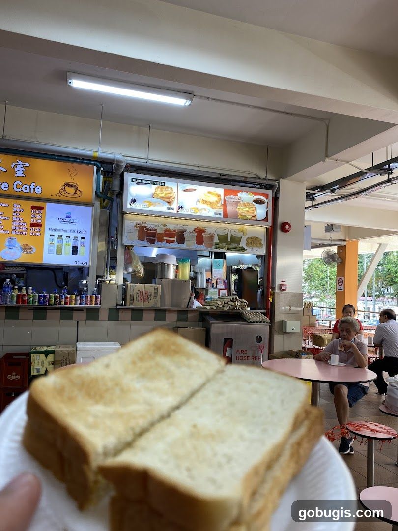 Toast and Drinks at a Cafe