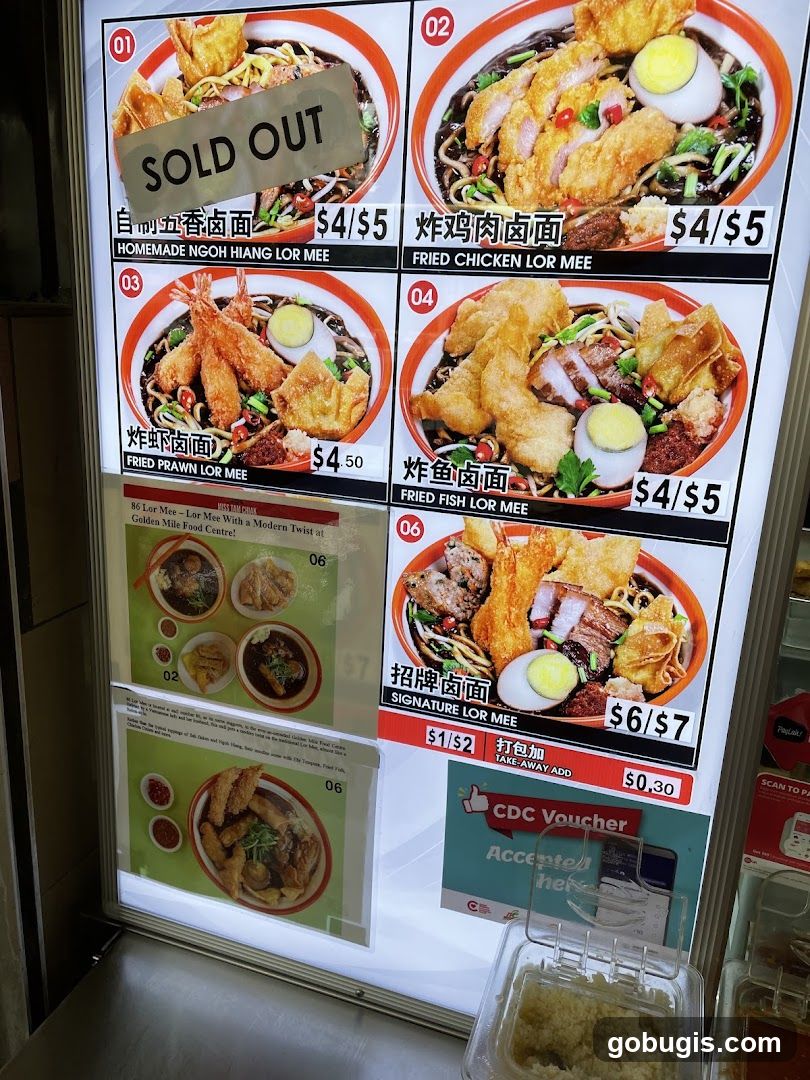 Lor Mee Menu