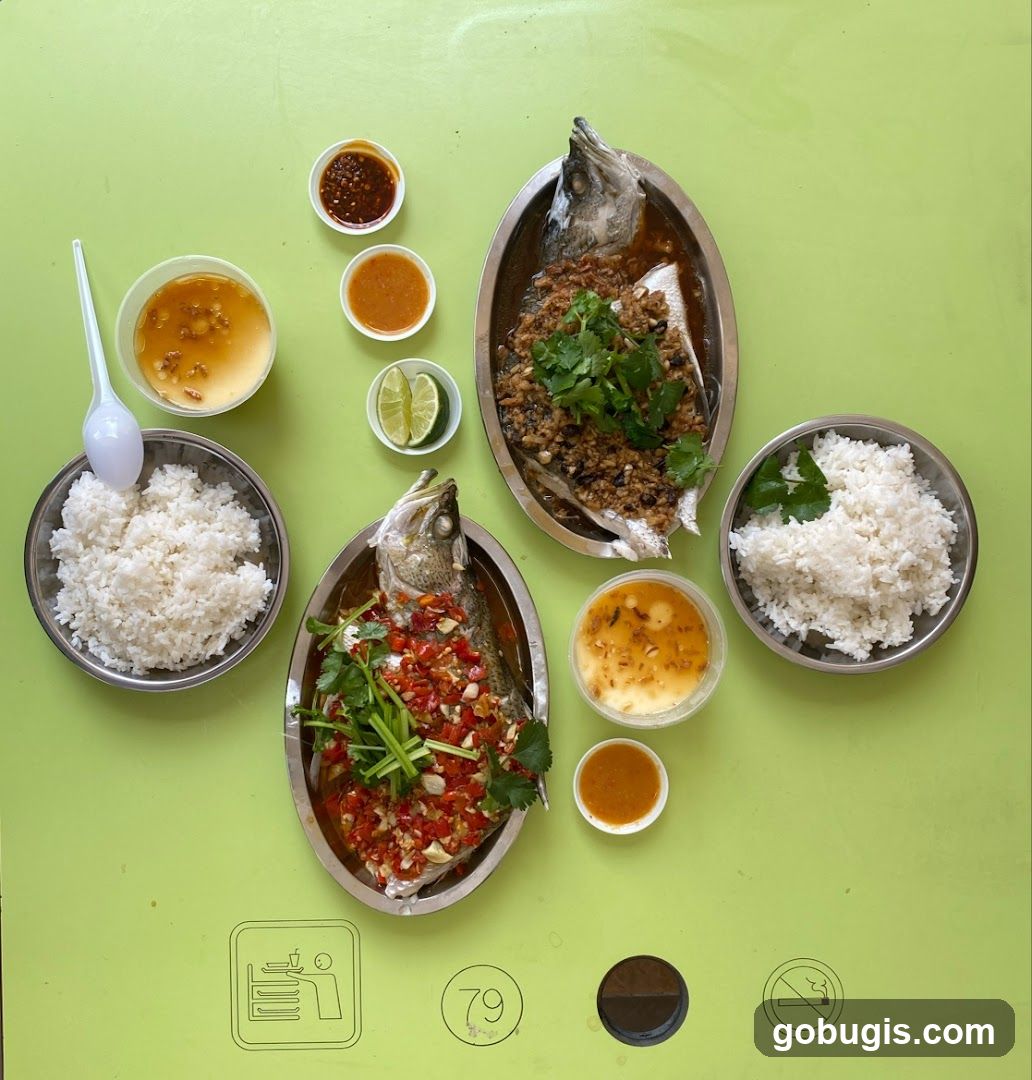 Steamed Fish with Rice and Sides