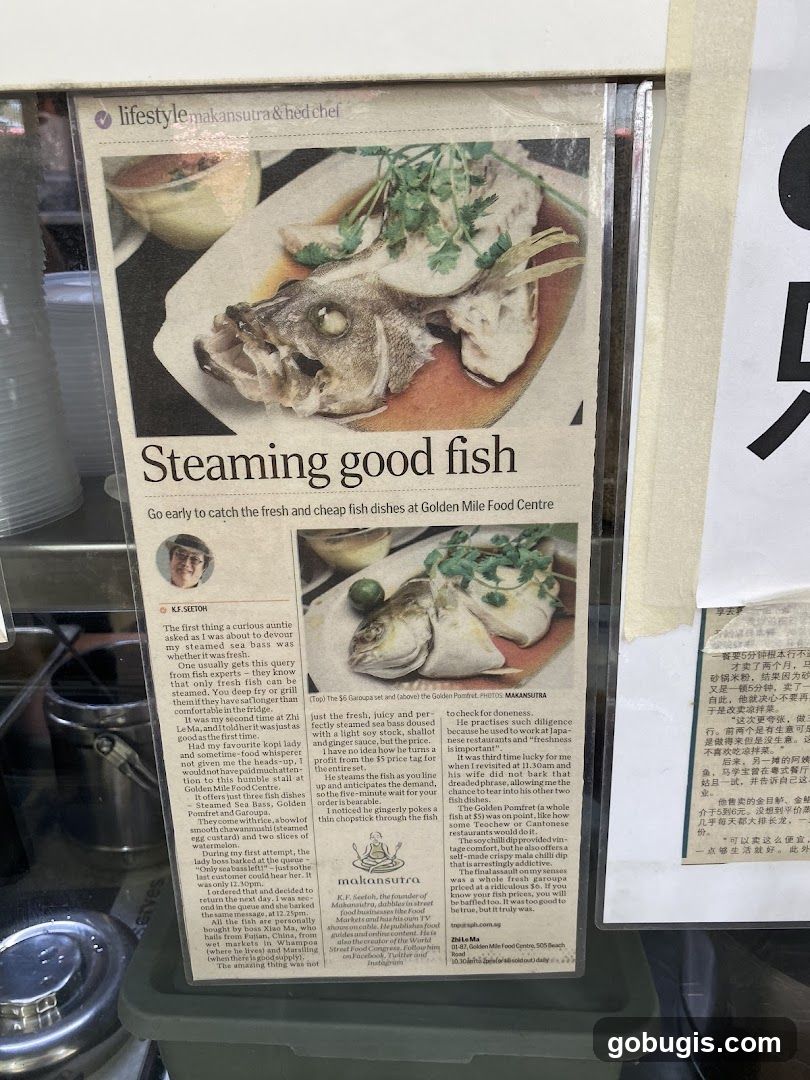 Newspaper clipping about a fish dish
