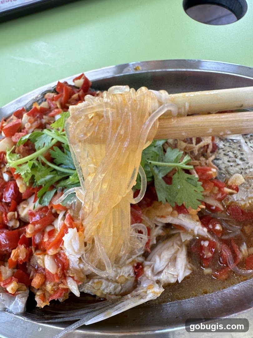 Steamed Fish with Noodles and Chilies