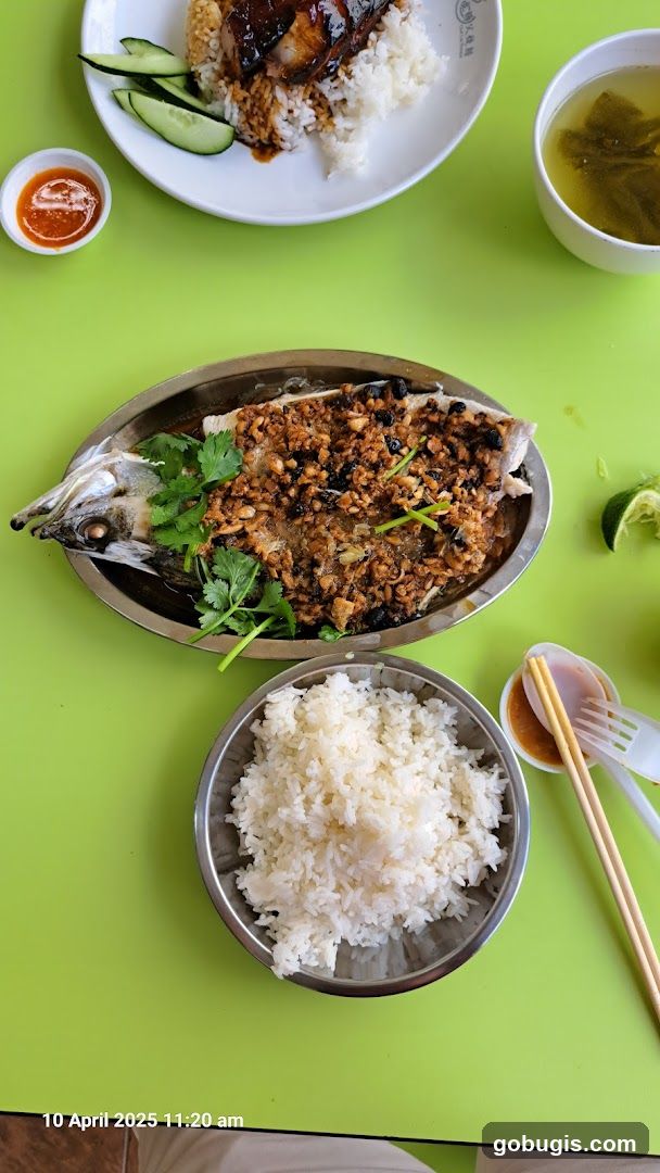 Steamed Fish with Garlic and Rice