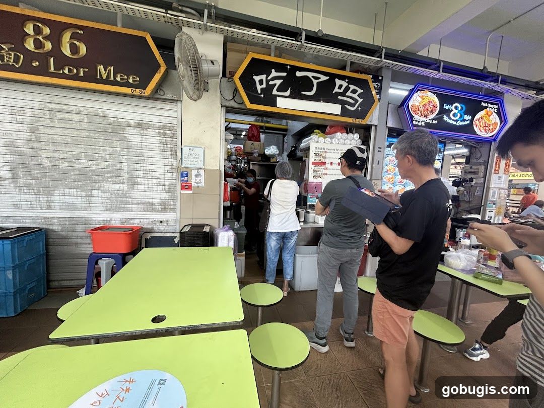 Food stalls with customers
