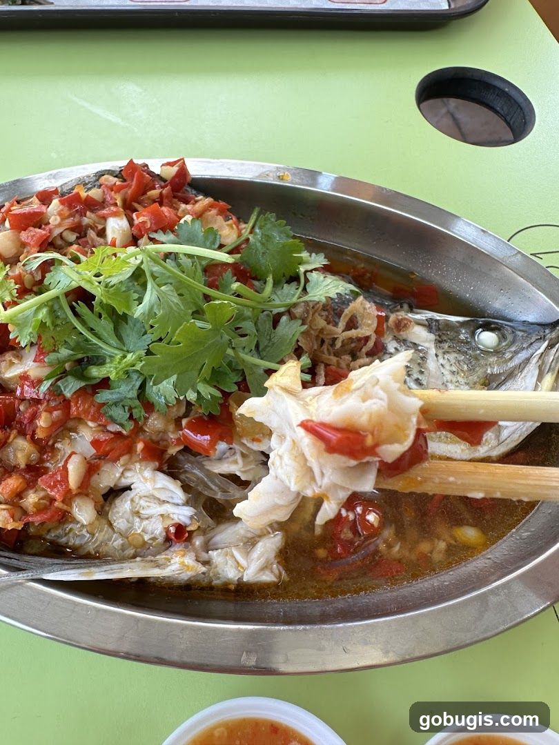 Steamed Fish with Chili and Cilantro
