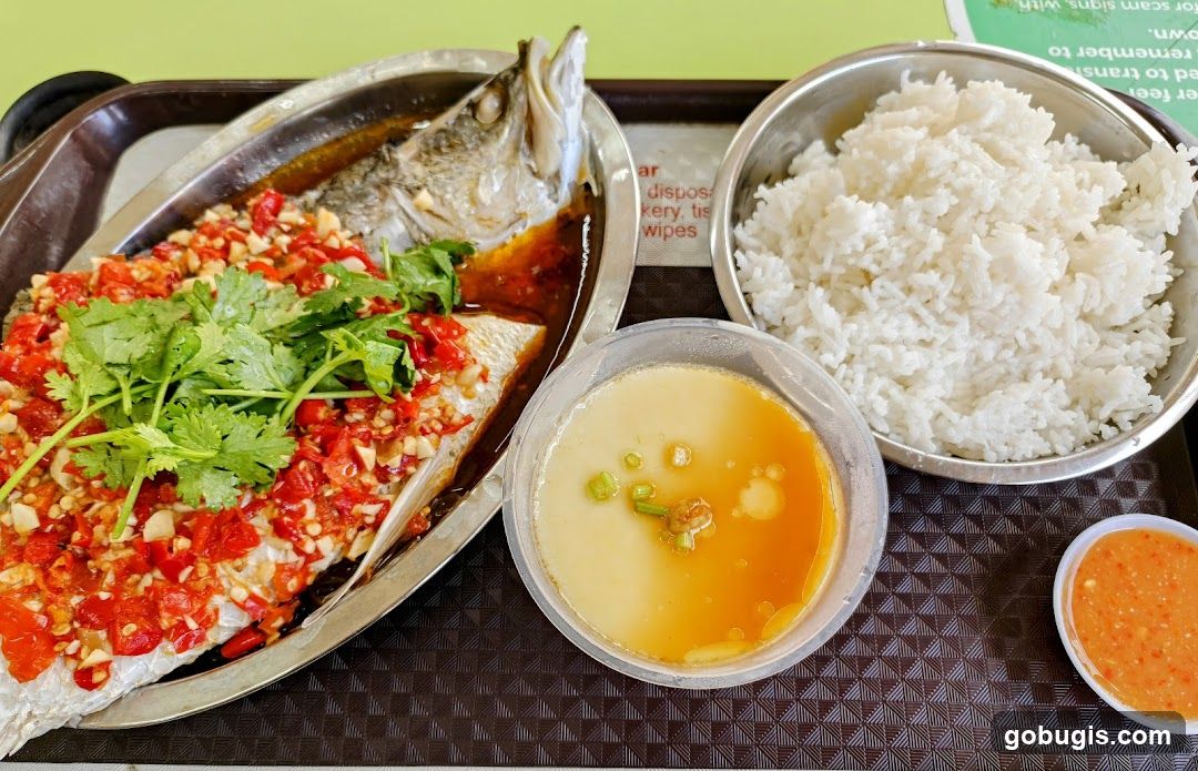 Steamed Fish with Rice and Egg Custard