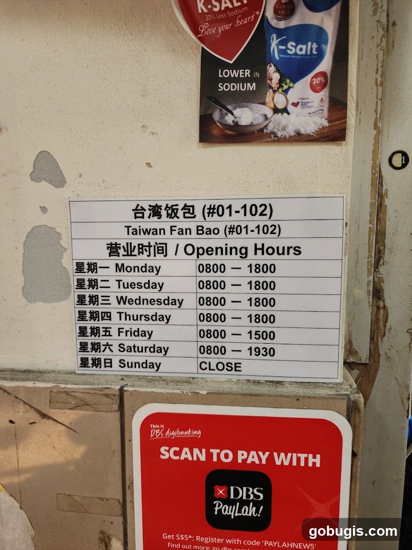 Taiwan Fan Bao Opening Hours