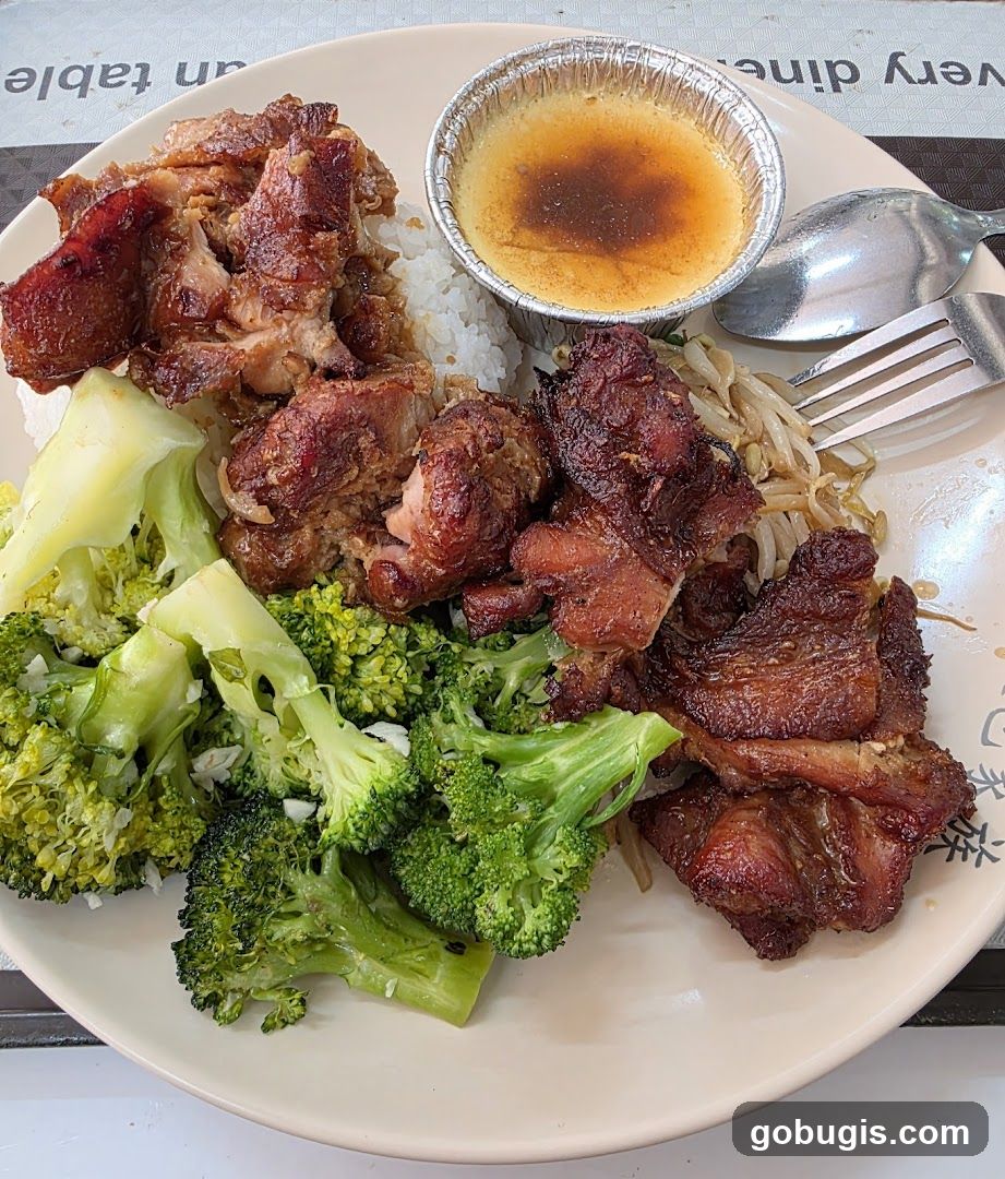 Roast Pork and Broccoli Plate