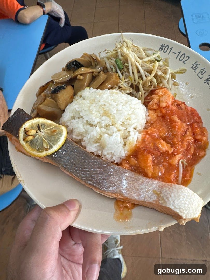 Salmon with Rice and Sides