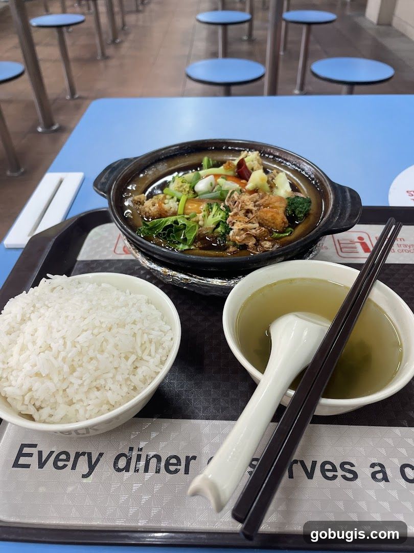 Claypot dish with rice and soup