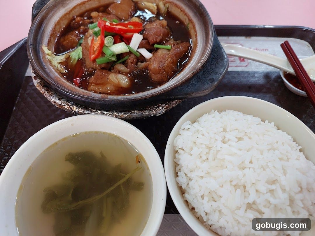 Braised Pork Belly with Rice and Soup