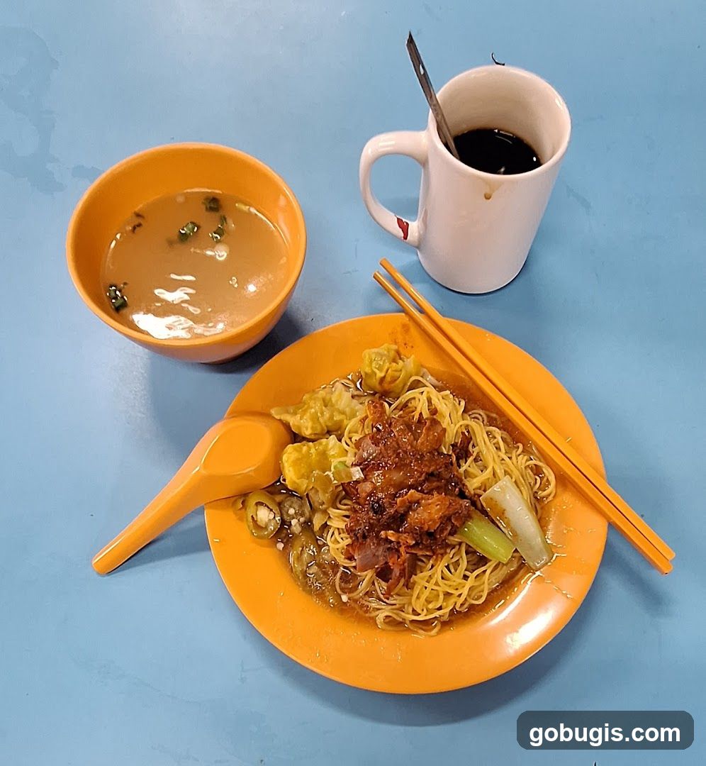 Noodles with Wontons and Coffee