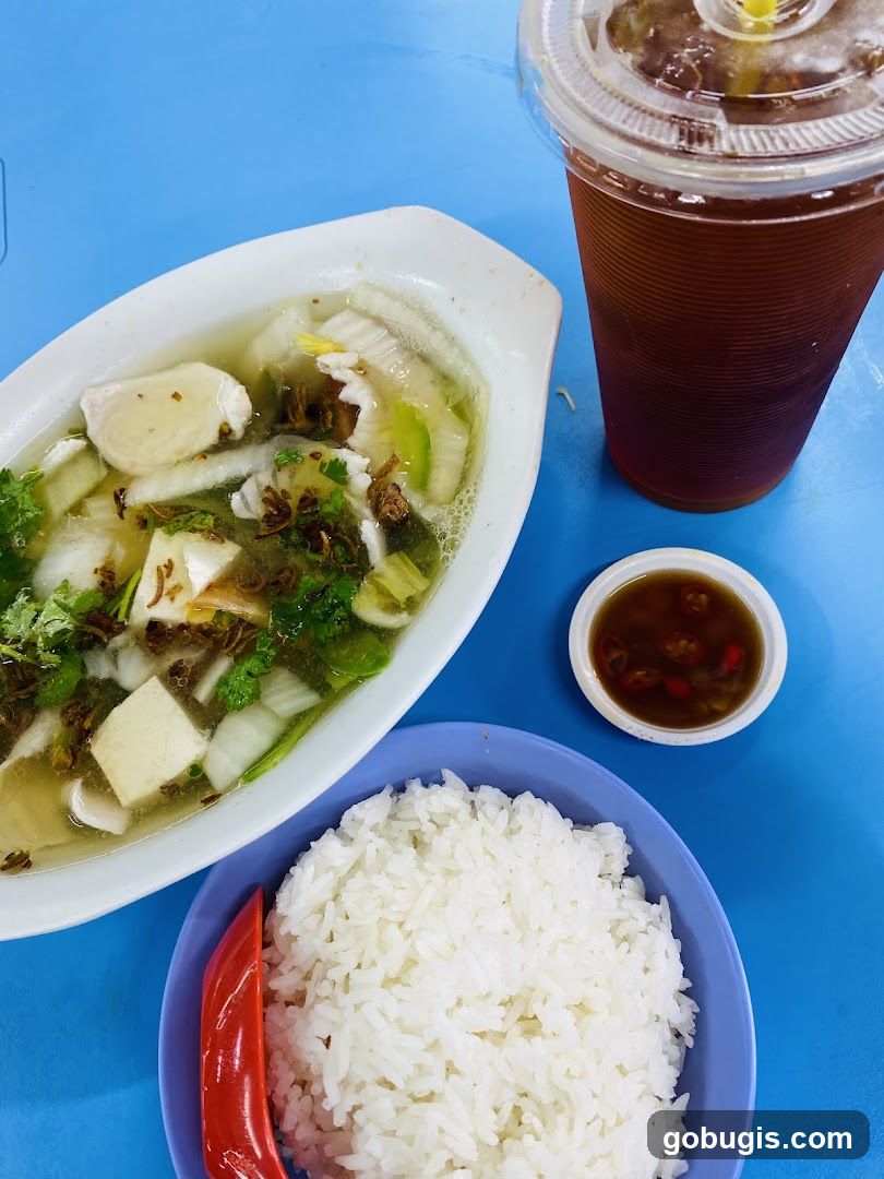 Fish Soup with Rice and Drink
