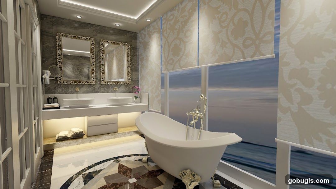 Luxurious Bathroom with Ocean View