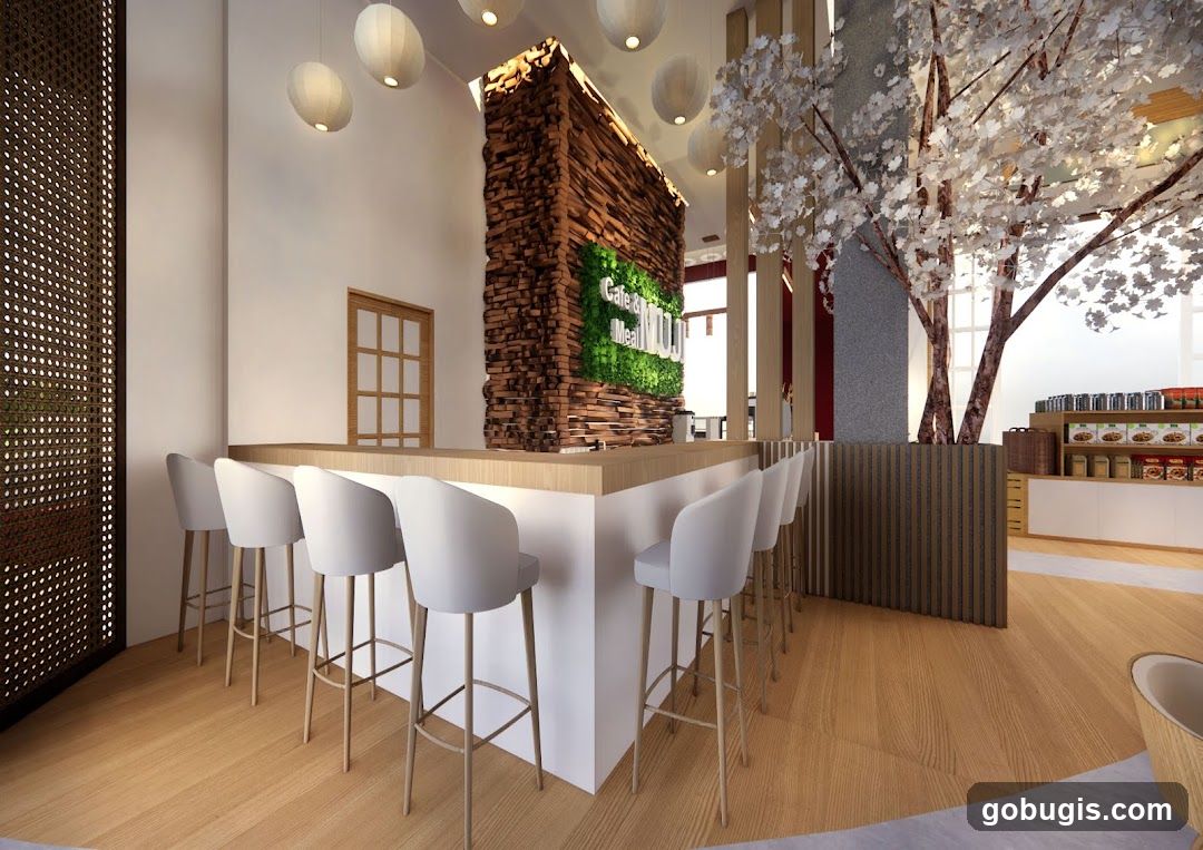 Cafe Interior with Bar Seating