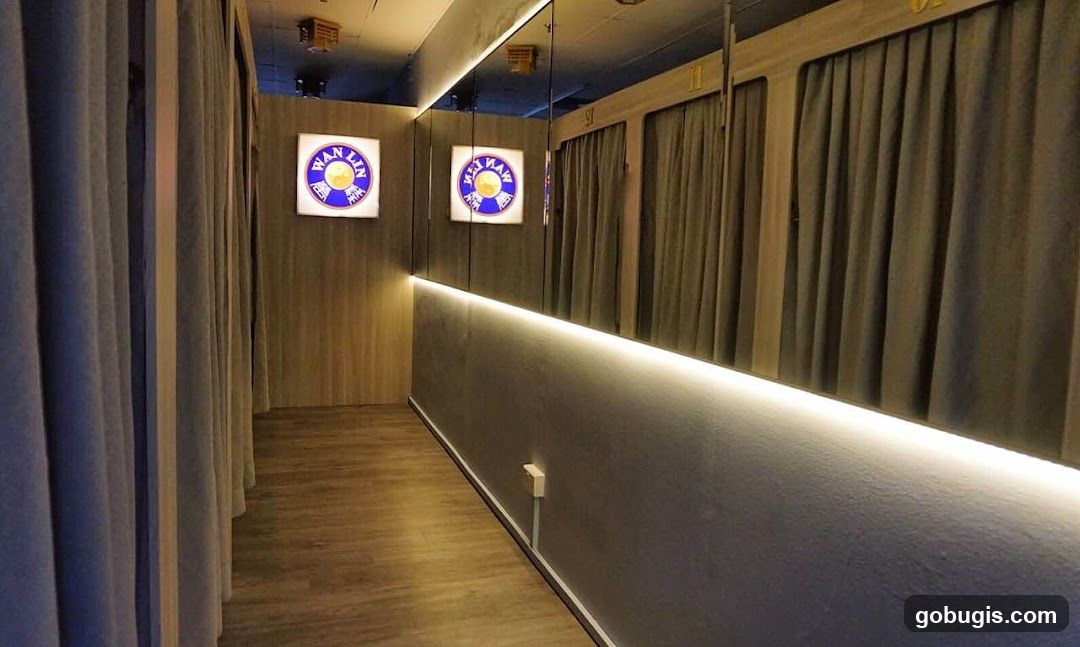 Hallway with illuminated signs