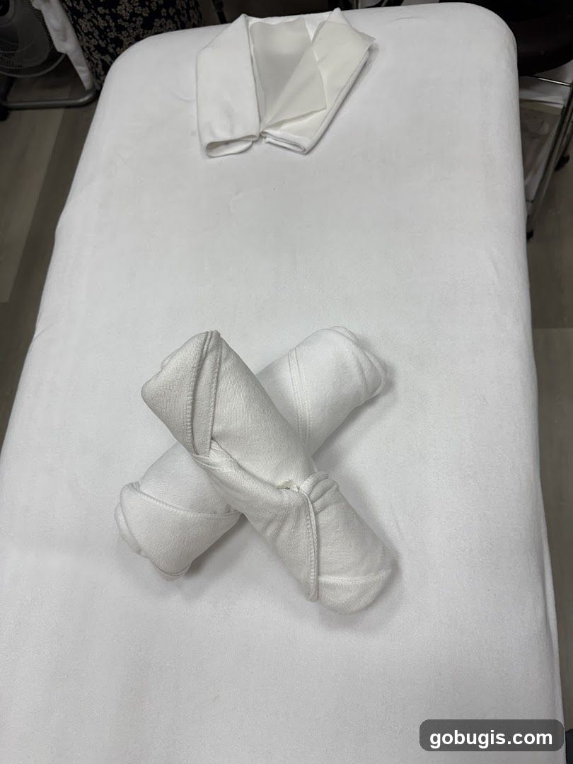 Massage Table with Folded Towels