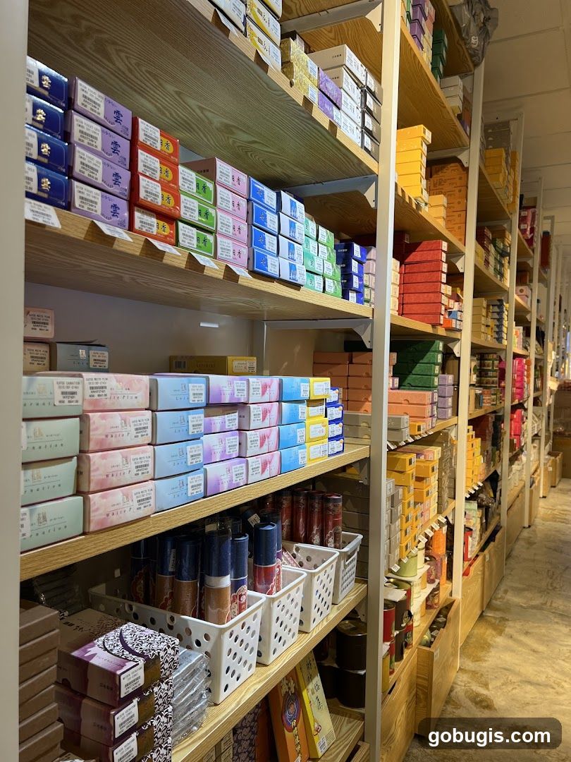 Shelves stocked with boxes and containers