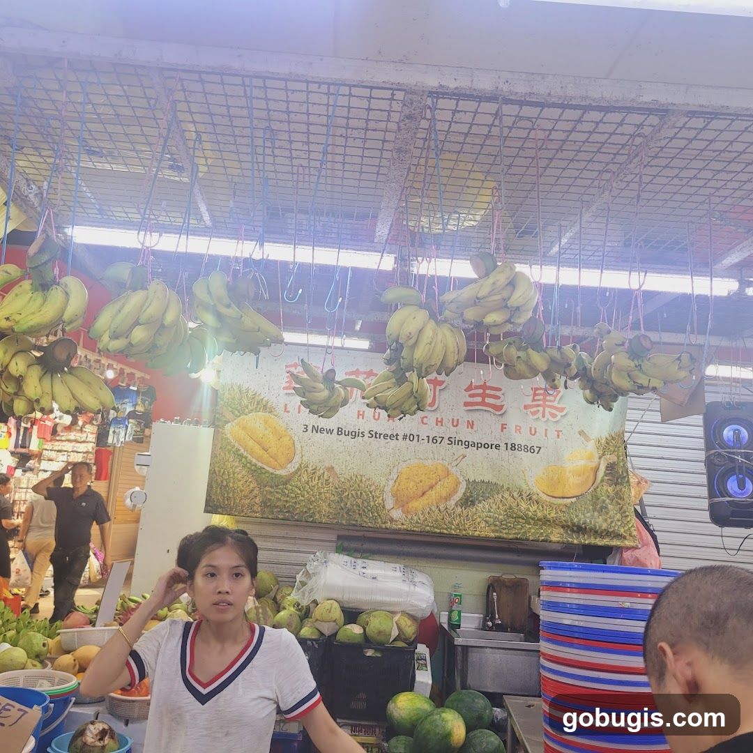 Fruit Stall with Bananas and Durian