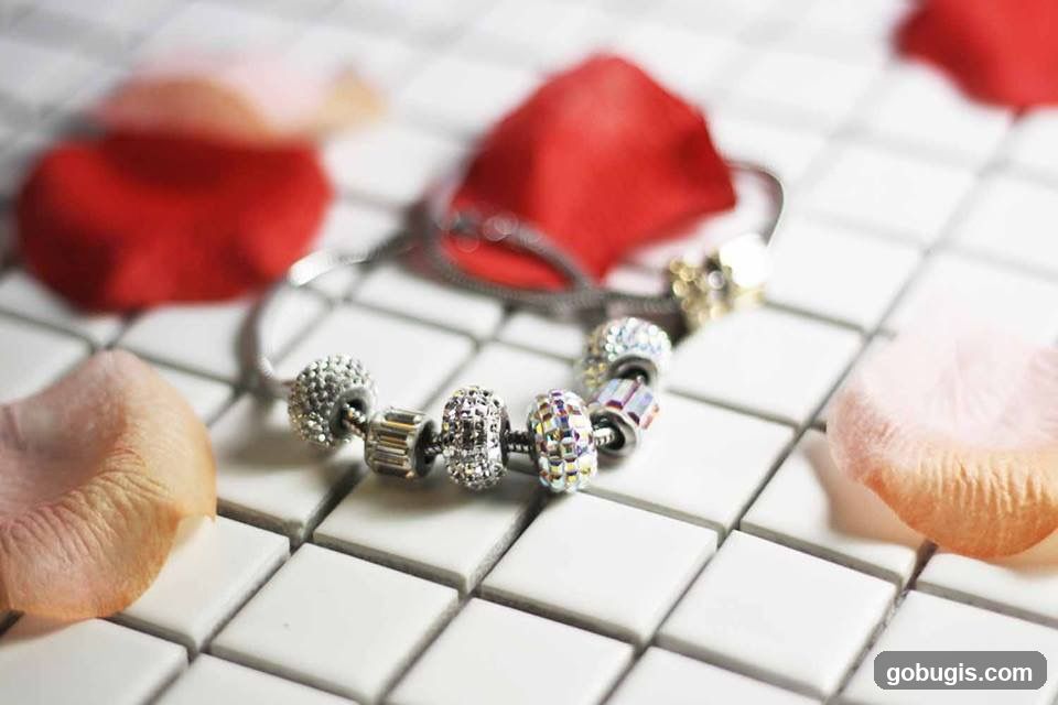 Charm Bracelet with Rose Petals