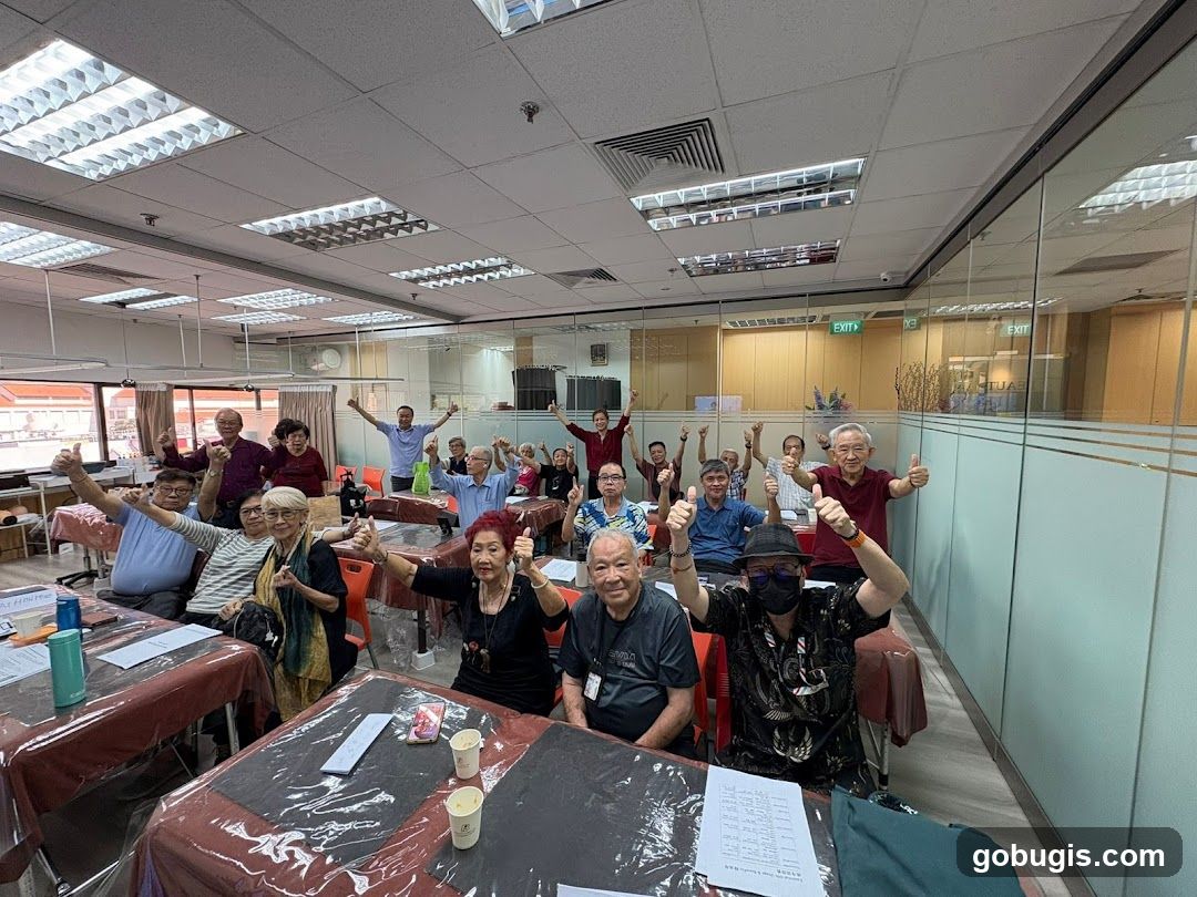 Seniors giving thumbs up in a classroom