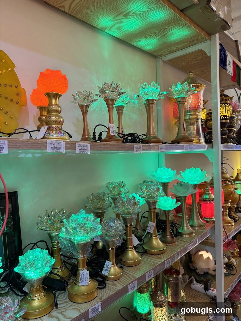 Lotus Lamps on Shelves