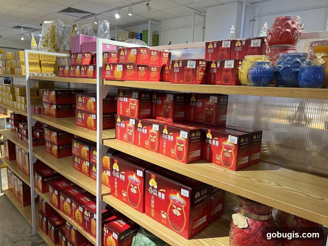 Store Shelves with Packaged Goods