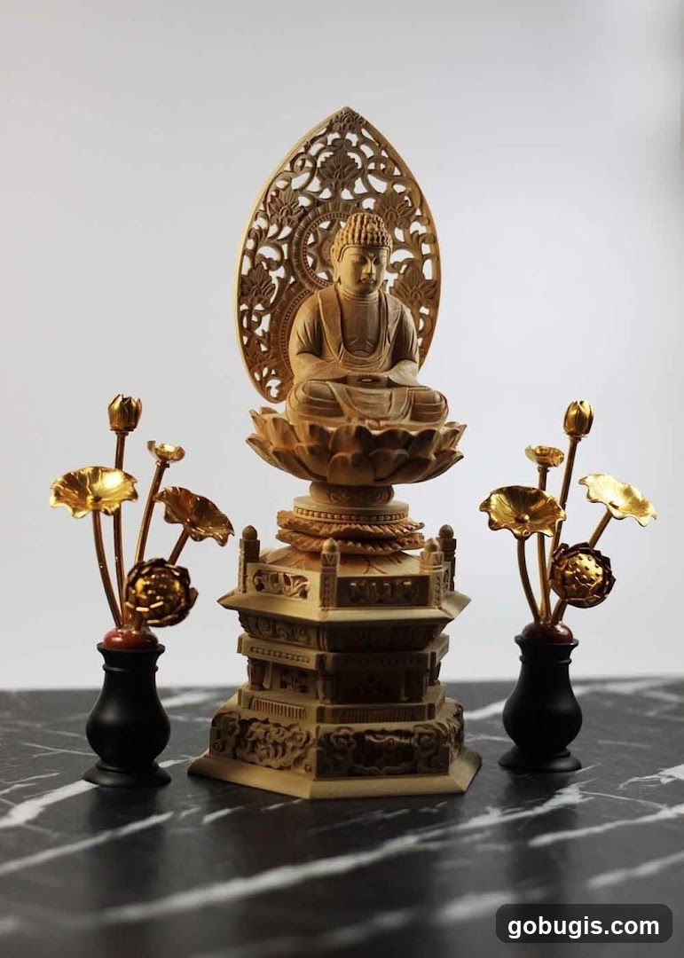 Buddha Statue with Lotus Decorations