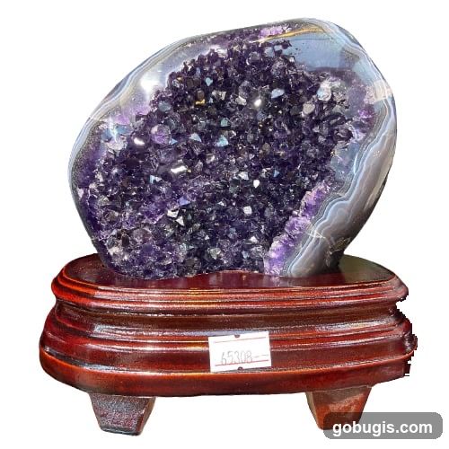 Amethyst Geode on Wooden Stand