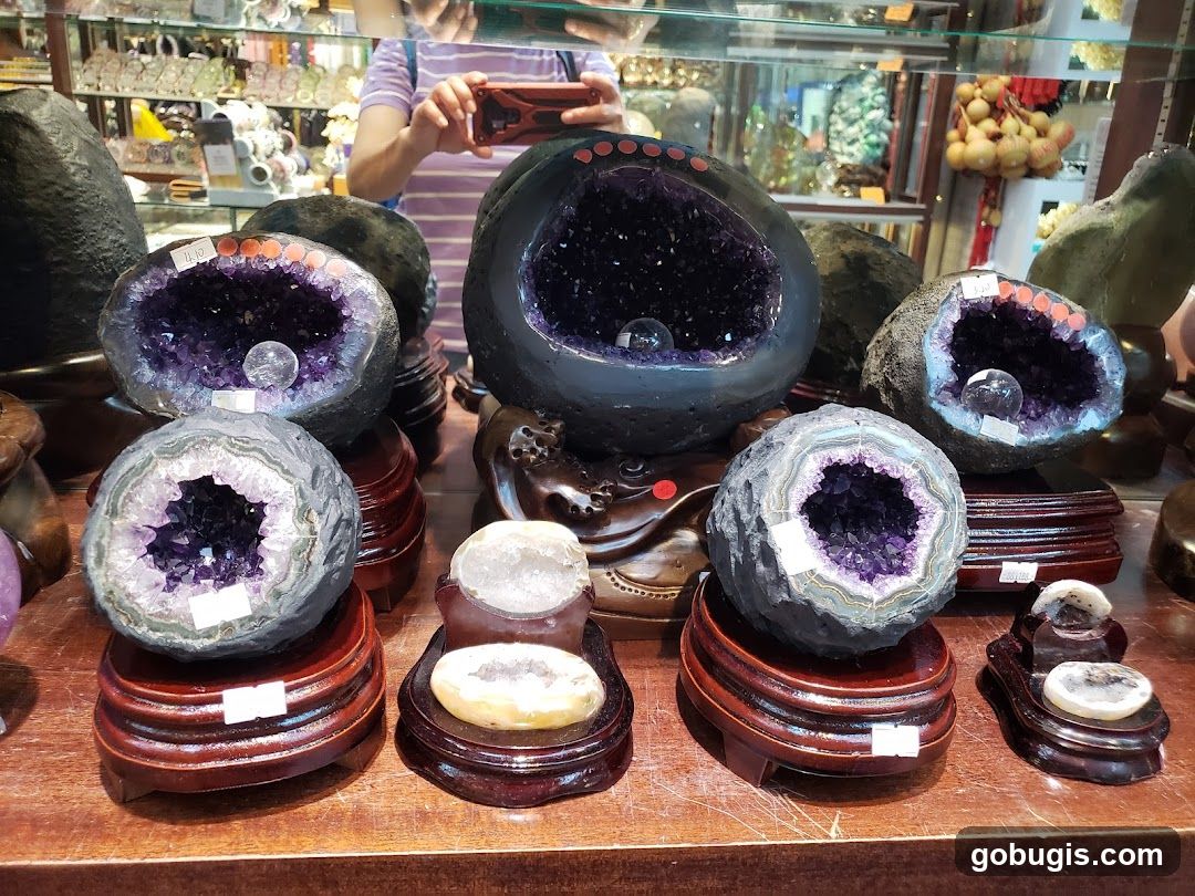 Amethyst Geodes on Display
