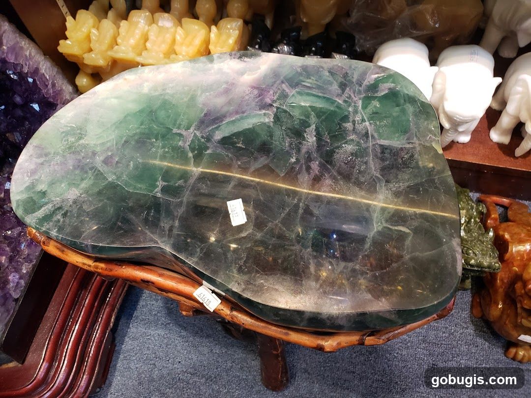 Polished Fluorite Slab on Stand