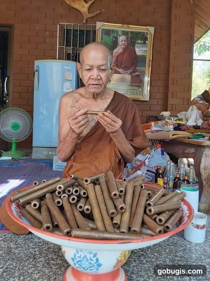 Monk with amulets