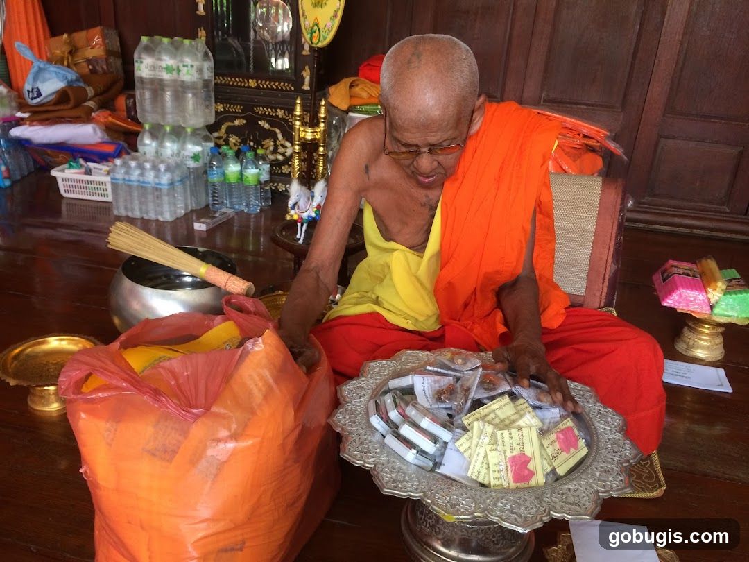 Monk with offerings
