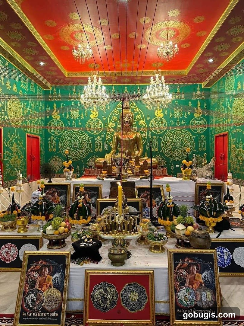 Buddhist Altar with Golden Buddha Statue