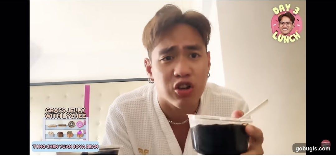Man eating dessert