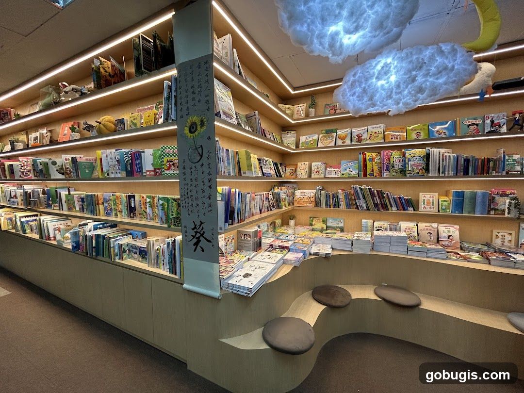 Bookstore Interior with Seating Area
