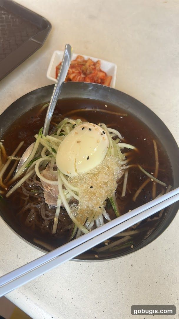 Cold Noodle Dish with Egg and Kimchi